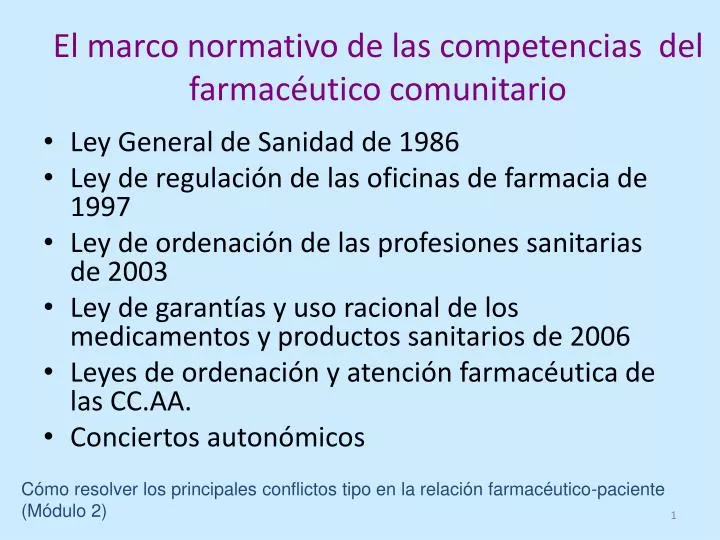 el marco normativo de las competencias del farmac utico comunitario