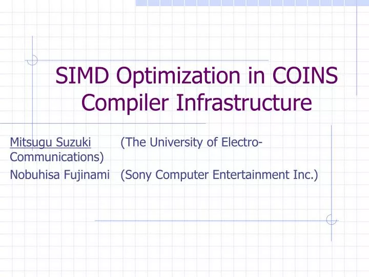 simd optimization in coins compiler infrastructure