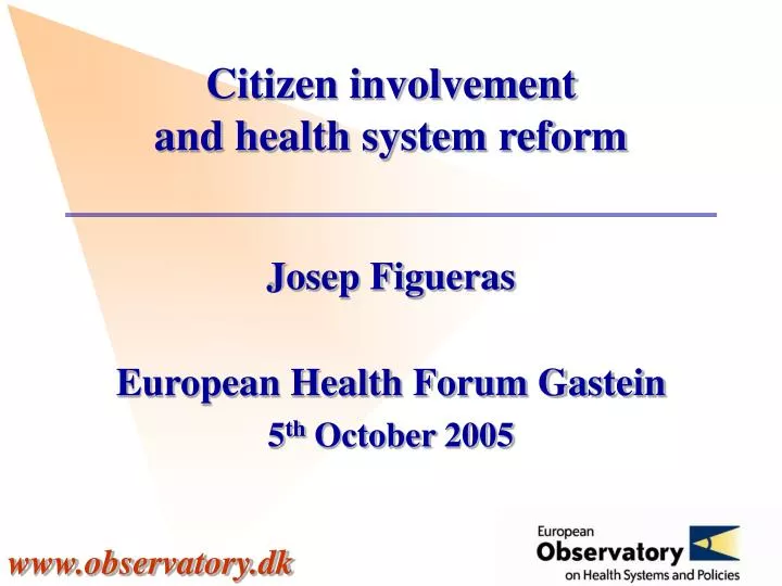 citizen involvement and health system reform