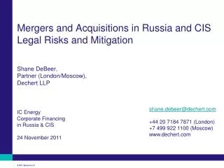 IC Energy Corporate Financing in Russia &amp; CIS 24 November 2011