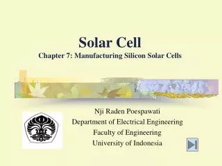 Solar Cell Chapter 7: Manufacturing Silicon Solar Cells