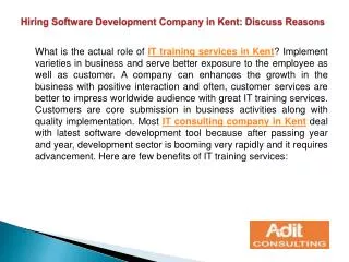Hiring Software Development Company in Kent: Discuss Reasons