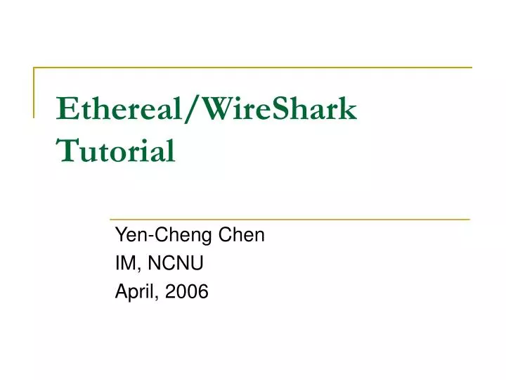 ethereal wireshark tutorial