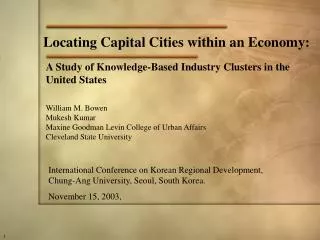 Locating Capital Cities within an Economy: