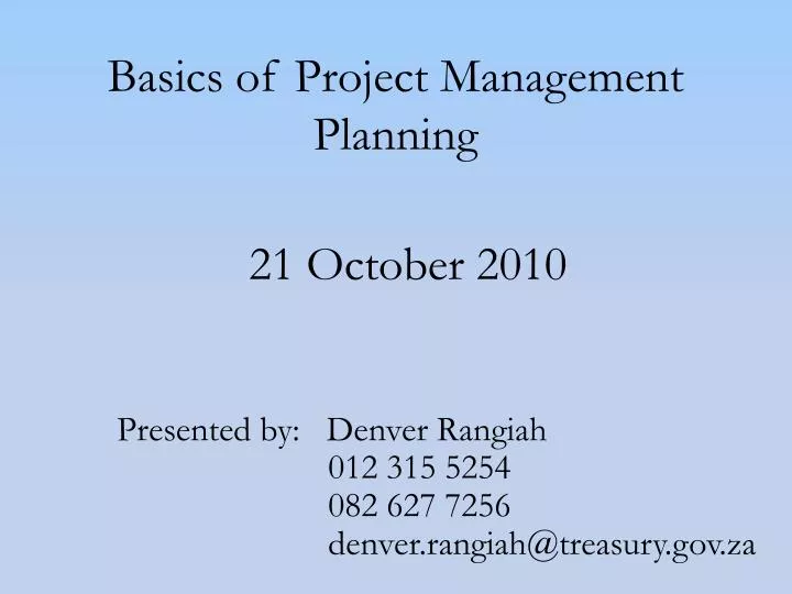 basics of project management planning