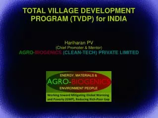 TOTAL VILLAGE DEVELOPMENT PROGRAM (TVDP) for INDIA
