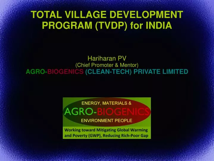hariharan pv chief promoter mentor agro biogenics clean tech private limited