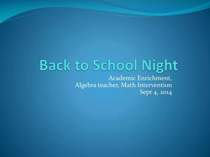 back to school night