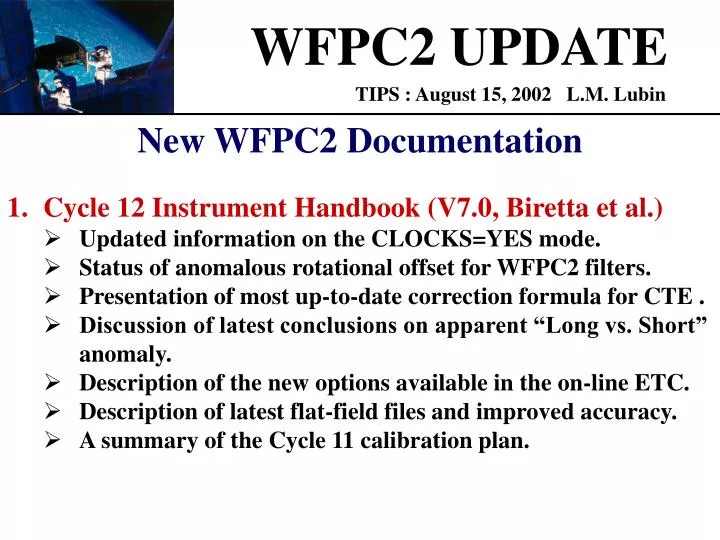 wfpc2 update