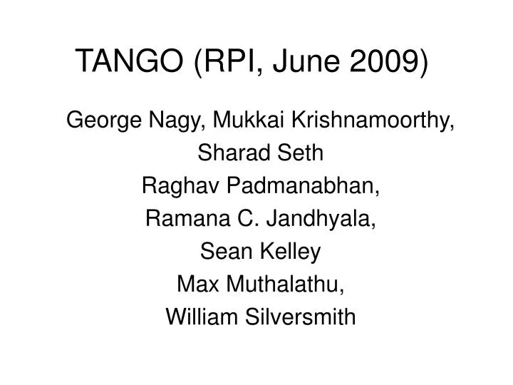 tango rpi june 2009