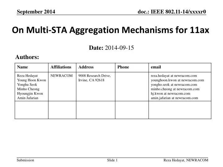 on multi sta aggregation mechanisms for 11ax
