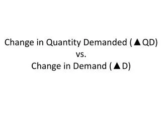 Change in Quantity Demanded (?QD) vs. Change in Demand (?D)