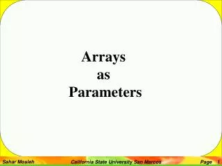 Arrays as Parameters
