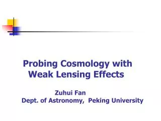 Outline: Weak gravitational lensing effects Cosmological applications Systematic effects
