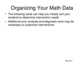 Organizing Your Math Data