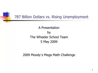 787 Billion Dollars vs. Rising Unemployment