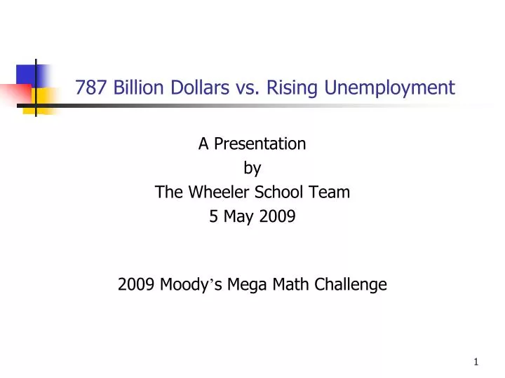 787 billion dollars vs rising unemployment