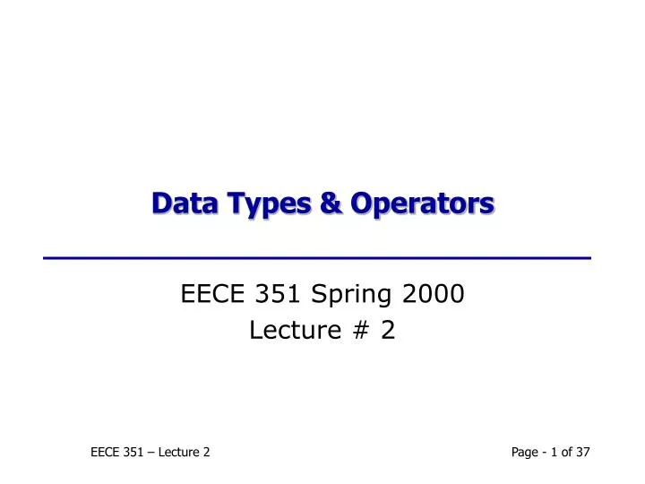data types operators