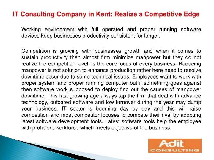 it consulting company in kent realize a competitive edge