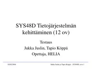 sys48d tietoj rjestelm n kehitt minen 12 ov