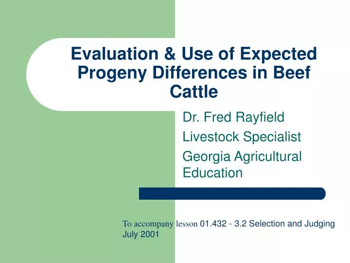 evaluation use of expected progeny differences in beef cattle