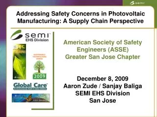 Addressing Safety Concerns in Photovoltaic Manufacturing: A Supply Chain Perspective