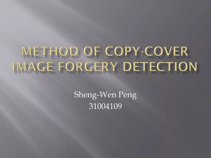 method of copy cover image forgery detection