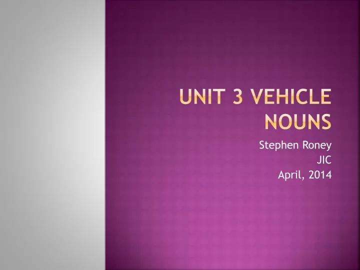unit 3 vehicle nouns