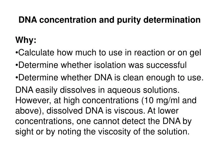 dna concentration and purity determination