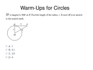 Warm-Ups for Circles