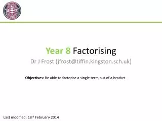 Year 8 Factorising