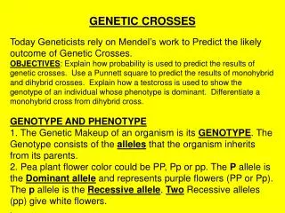 GENETIC CROSSES