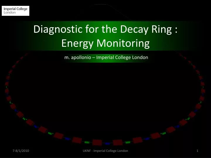 diagnostic for the decay ring energy monitoring