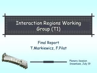 Interaction Regions Working Group (T1)