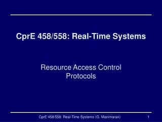 CprE 458/558: Real-Time Systems