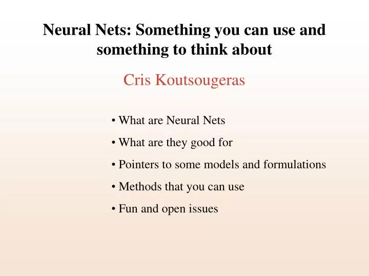 neural nets something you can use and something to think about