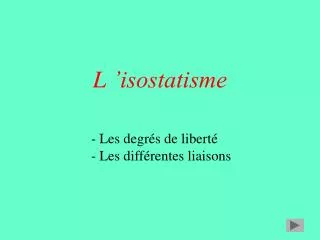 l isostatisme
