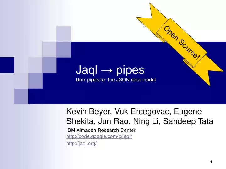 jaql pipes unix pipes for the json data model