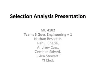 Selection Analysis Presentation