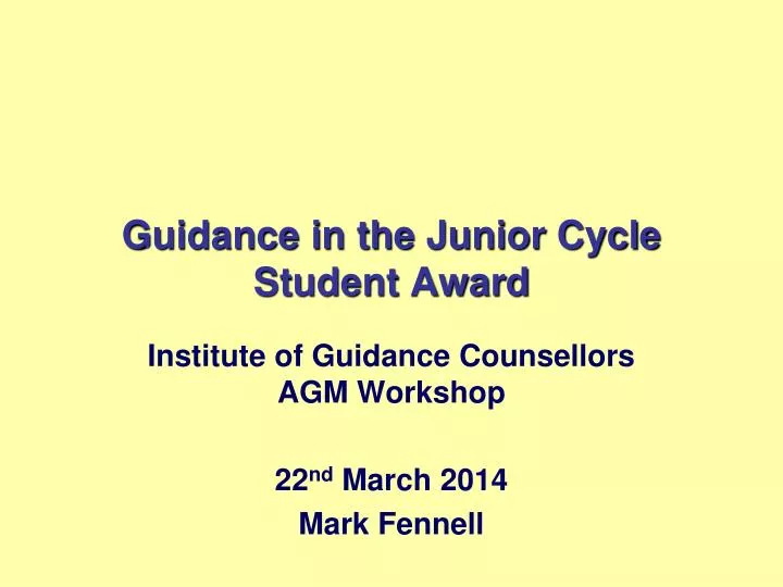 guidance in the junior cycle student award