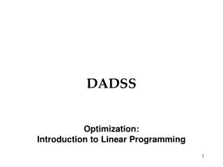 Optimization: Introduction to Linear Programming