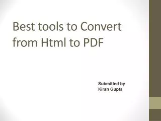 Best tools to Convert from Html to PDF