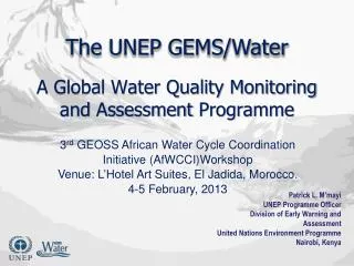 A Global Water Quality Monitoring and Assessment Programme
