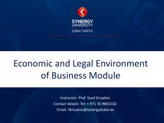 Economic and Legal Environment of Business Module