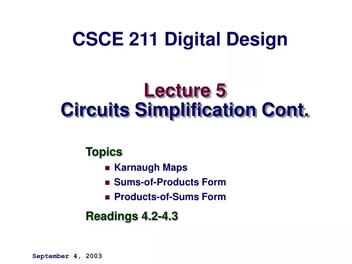 lecture 5 circuits simplification cont