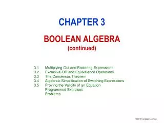CHAPTER 3 BOOLEAN ALGEBRA (continued)
