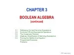 CHAPTER 3 BOOLEAN ALGEBRA (continued) - slide 1