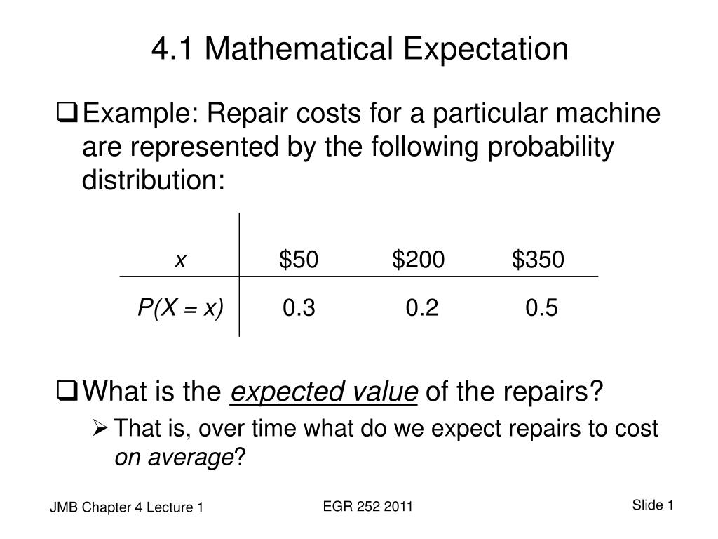 Matlab Expectation PPT - 4.1 Mathematical Expectation PowerPoint Presentation, free ...