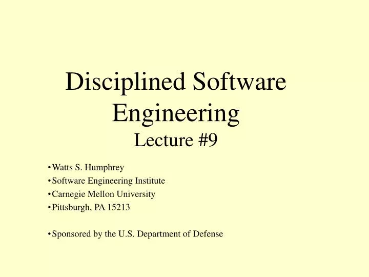 disciplined software engineering lecture 9