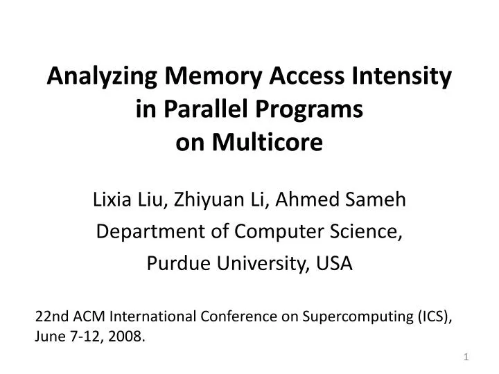 analyzing memory access intensity in parallel programs on multicore
